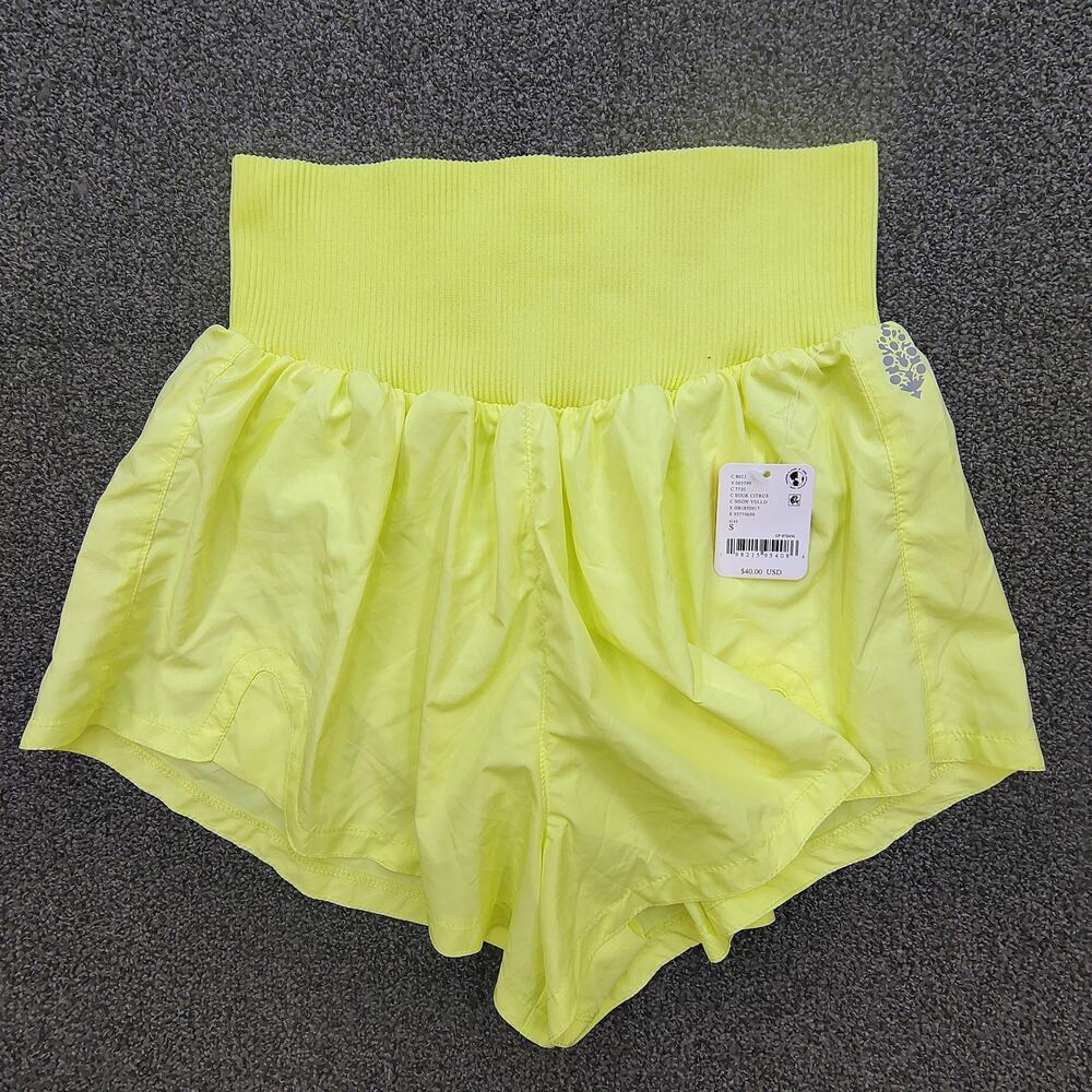 NEW Free People Movement Shorts Women's Size S Neon Yellow Athletic Running